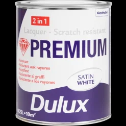 Verf*Dulux Premium acryllak satin white Wit 0.75 liter | Action NL